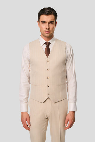 PRESTIGE sand three-piece jakkesæt med sildeben