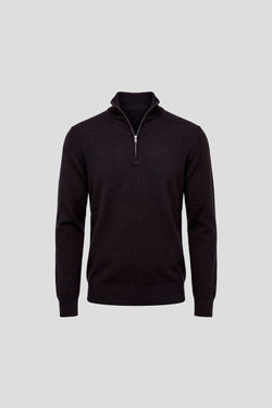 Brun half-zip striktrøje
