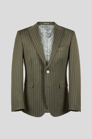 PRESTIGE grønt three-piece jakkesæt med nålestriber - SUIT CLUB