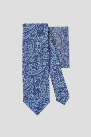 Slips & lommekluds pakke (Blå paisley) suitclub.dk