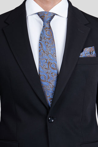 Slips & lommekluds pakke(Brun & blå paisley) suitclub.dk