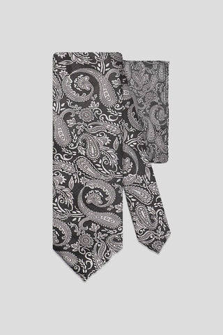 Slips & lommekluds pakke (Sort & beige paisley) suitclub.dk