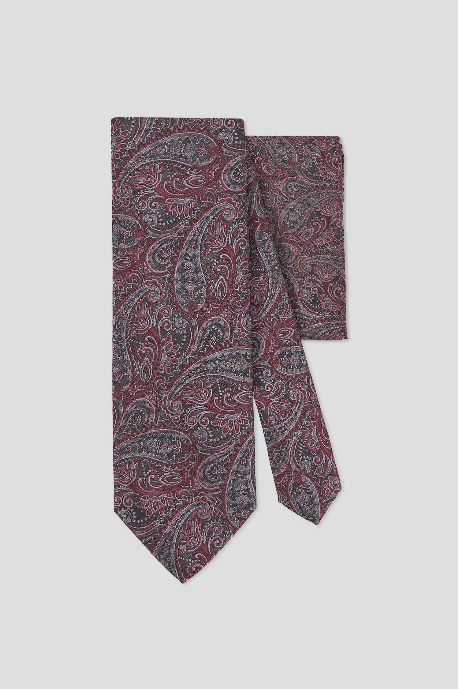 Slips & lommekluds pakke (Sort & rød paisley) suitclub.dk