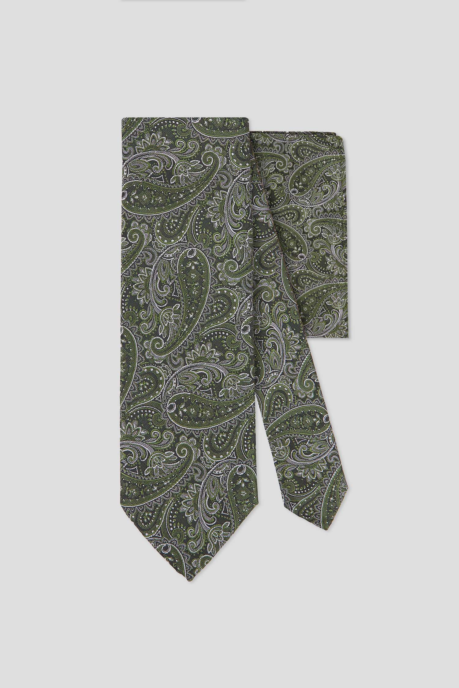 Slips & lommekluds pakke (grøn & hvid paisley) suitclub.dk