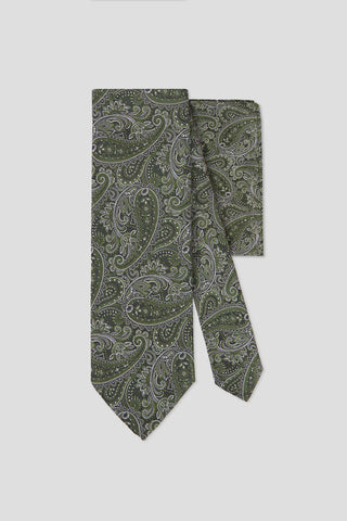 Slips & lommekluds pakke (grøn & hvid paisley) suitclub.dk
