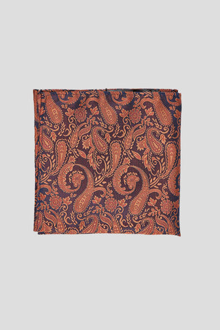 Orange & blå lommeklud med paisley PVD