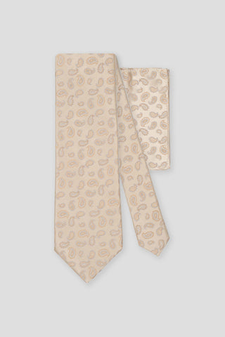 Slips & lommekluds pakke (Beige dråbemønster i silke) suitclub.dk