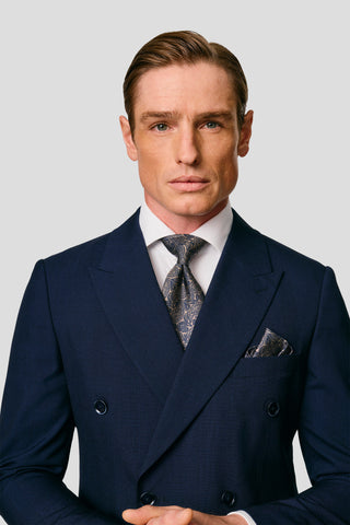 PRESTIGE navy dobbeltradet blazer med tern MBO