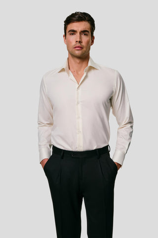 Exclusive twill skjorte off-white slim Shirtmakers