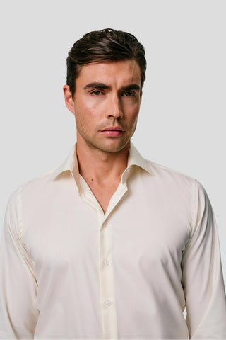 Exclusive twill skjorte off-white slim Shirtmakers
