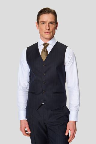 HERITAGE navy three-piece jakkesæt med nålestriber MBO