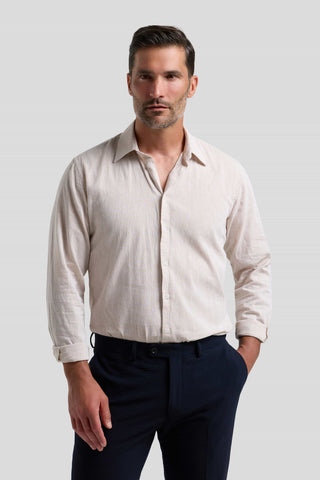 Beige hørskjorte Shirtmakers