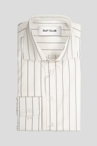 Signatur poplin skjorte hvid slim med sorte striber Shirtmakers