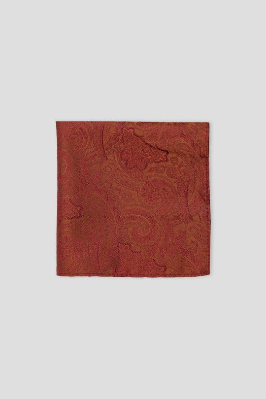 Kupferrotes Paisley-Einstecktuch aus Seide