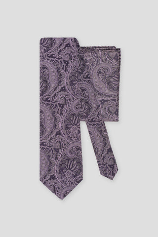Slips & lommekluds pakke (Lavendel paisley i silke) suitclub.dk