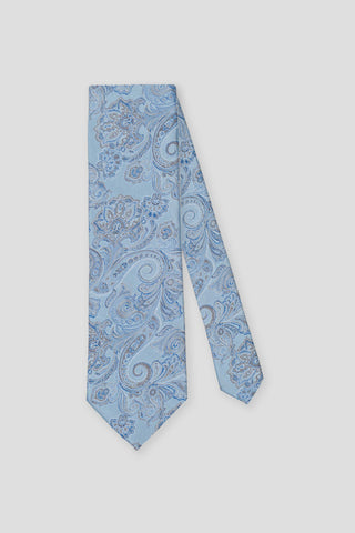 Lyseblåt paisley silkeslips PVD