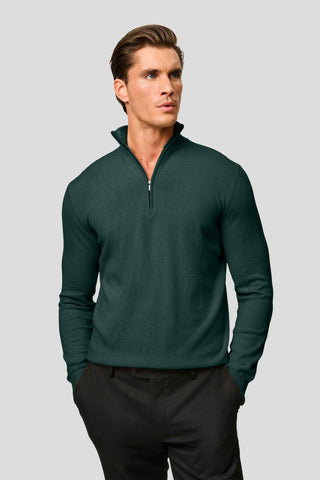 Mørkegrøn half-zip striktrøje HVIID