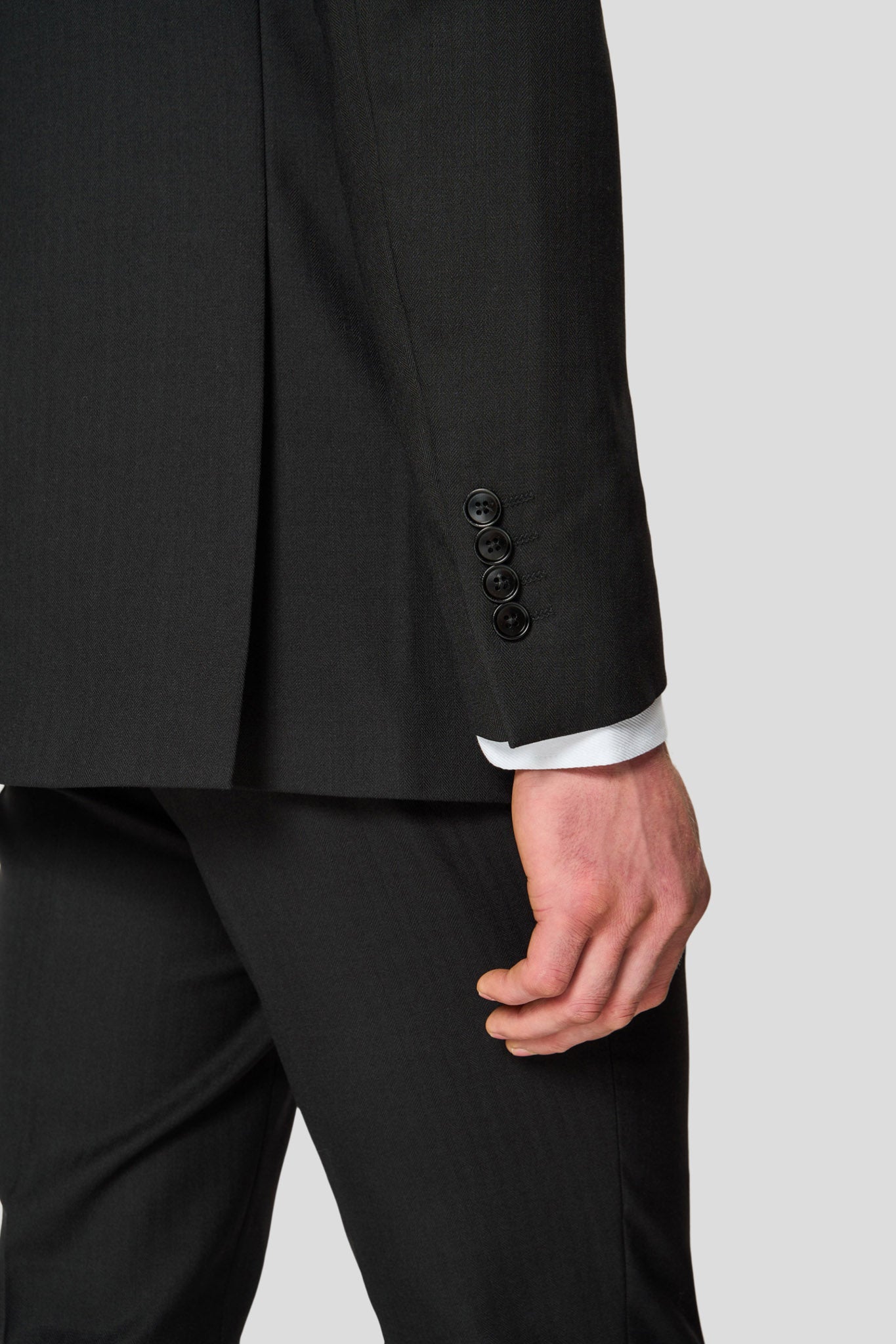 PREMIUM sort three-piece jakkesæt med sildeben PREMIUM