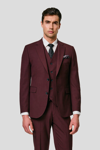 PRESTIGE bordeaux three-piece jakkesæt med tern