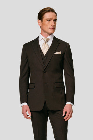 PRESTIGE brunt three-piece jakkesæt med striber PRESTIGE