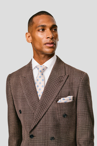 PRESTIGE brunt dobbeltradet jakkesæt tern PRESTIGE