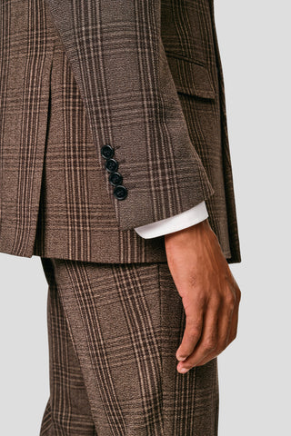 PRESTIGE brun dobbeltradet blazer med tern MBO