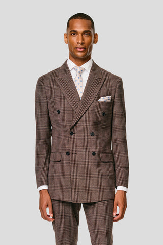 PRESTIGE brunt dobbeltradet jakkesæt tern PRESTIGE