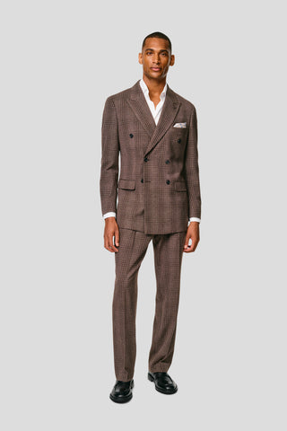 PRESTIGE brunt dobbeltradet jakkesæt tern PRESTIGE