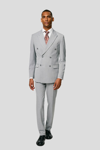 PRESTIGE lysegråt dobbeltradet jakkesæt MBO