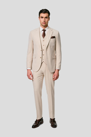 PRESTIGE sand three-piece jakkesæt med sildeben