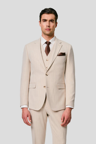 PRESTIGE sand three-piece jakkesæt med sildeben