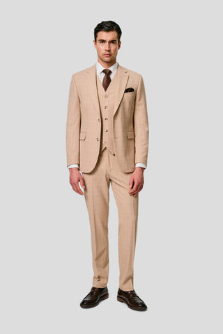 PRESTIGE sand three-piece jakkesæt med tern
