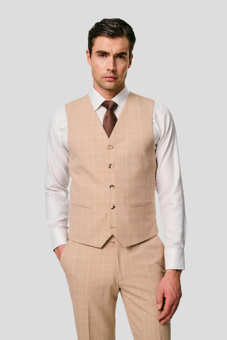 PRESTIGE sand three-piece jakkesæt med tern