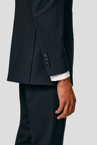 PRESTIGE navy three-piece jakkesæt med sildeben PRESTIGE