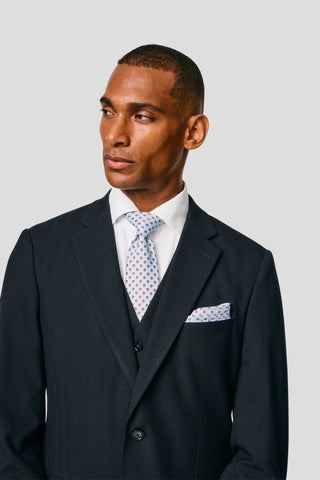 PRESTIGE navy three-piece jakkesæt med sildeben PRESTIGE