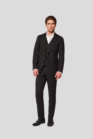 PRESTIGE sort three-piece jakkesæt - SUIT CLUB