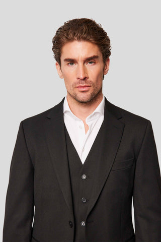 PRESTIGE sort three-piece jakkesæt - SUIT CLUB
