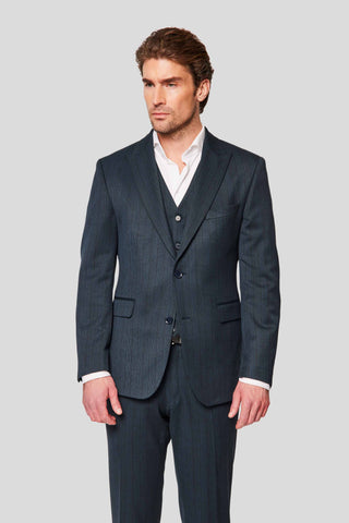 PRESTIGE petrol three-piece jakkesæt med tern - SUIT CLUB