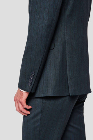 PRESTIGE petrol three-piece jakkesæt med tern - SUIT CLUB
