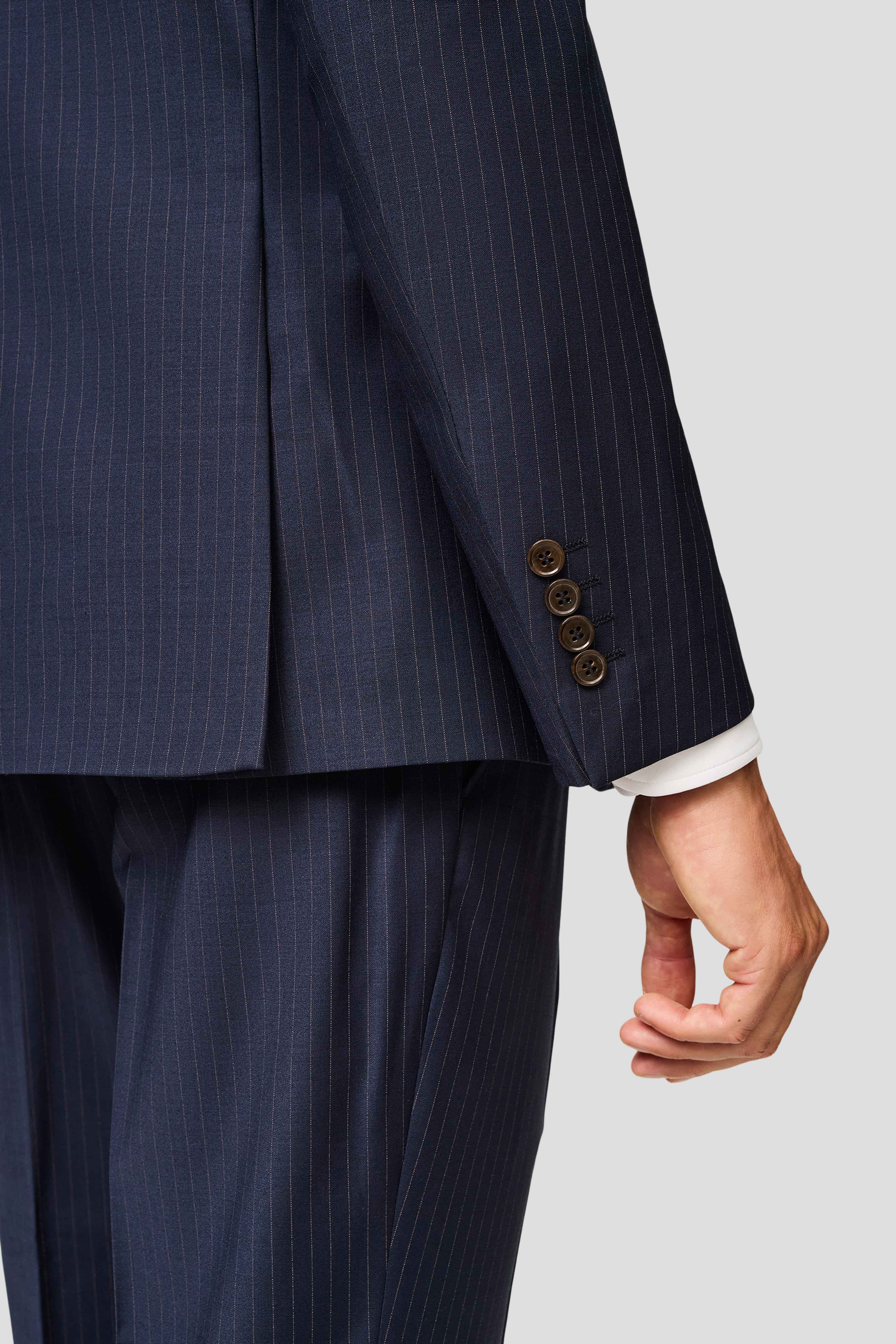 PREMIUM navy blazer med nålestriber MBO