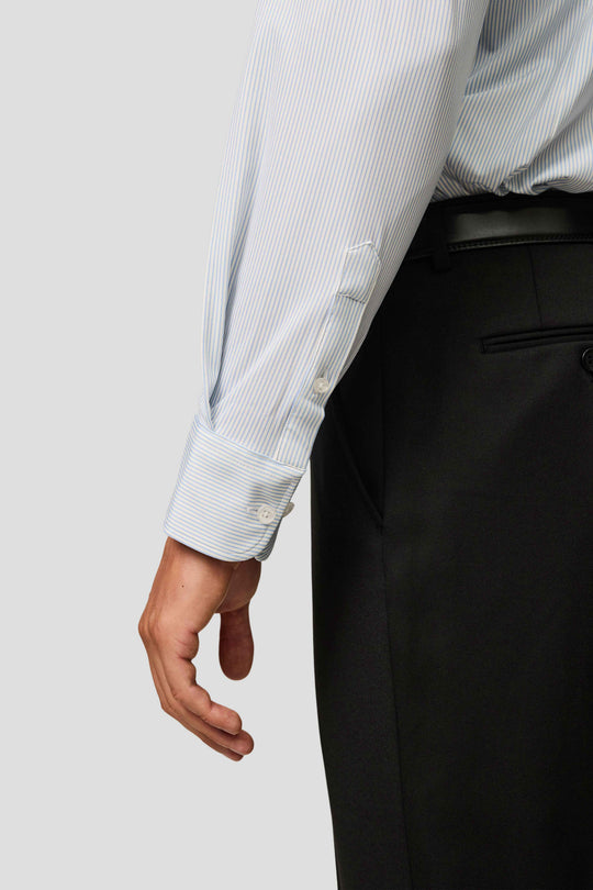 Signatur performance skjorte blå stribet slim Shirtmakers