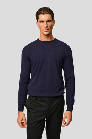 Navy o-neck striktrøje HVIID