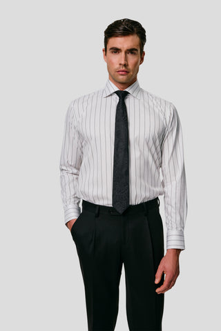 Signatur poplin skjorte hvid slim med sorte striber Shirtmakers