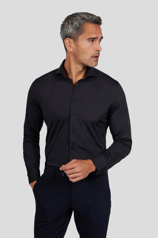 Signatur performance skjorte sort slim - SUIT CLUB