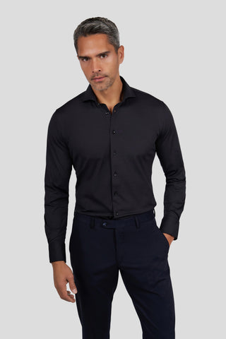 Signatur performance skjorte sort slim - SUIT CLUB