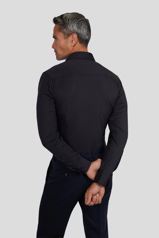 Signatur performance skjorte sort slim - SUIT CLUB