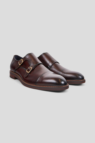 Brun dobbelt monk strap sko Ahler