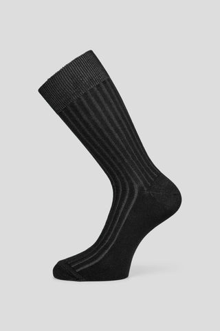 Sort ribbed strømper Lindner