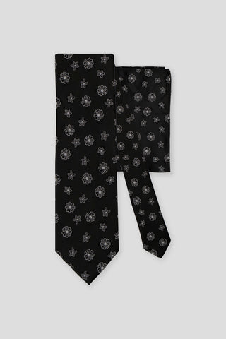 Slips & lommekluds pakke (Sort med hvide blomster) suitclub.dk