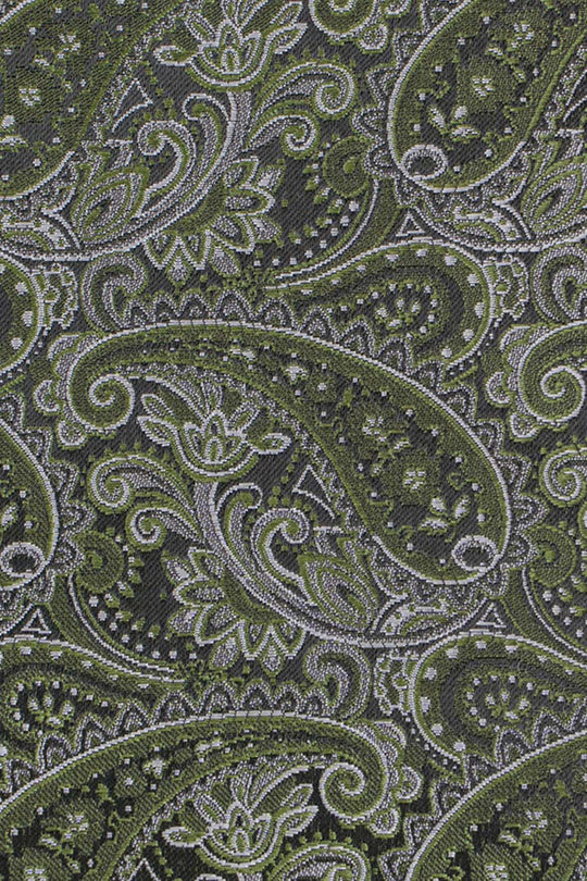 Grøn & hvid paisley slips PVD